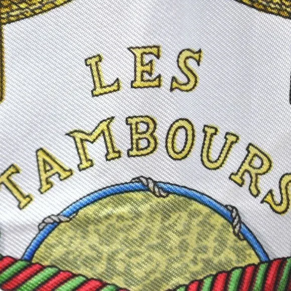Authentic HERMES Carre 90 Scarf "LES TAMBOURS" Silk Red - Picture 7 of 12